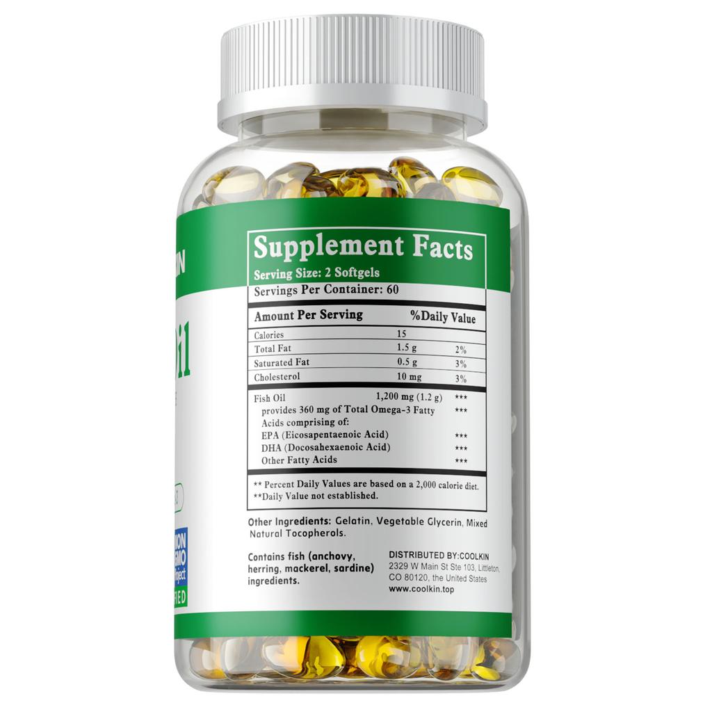Premium deep-sea fish oil Omega-3 capsules, scientifically formulated with EPA and DHA, support heart and joint health.