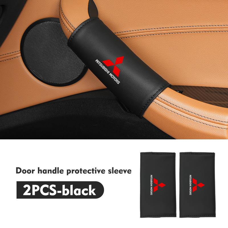 cxumpj1 Car Door Handle Leather Auto Protective Case Cover For Mitsubishi Lancer ASX Pajero Mirage Attrage Xpander Outlander