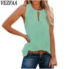 Women's Fashion Casual Summer Spring Solid Color Print Sleeveless V-Neck Blouses & Shirts