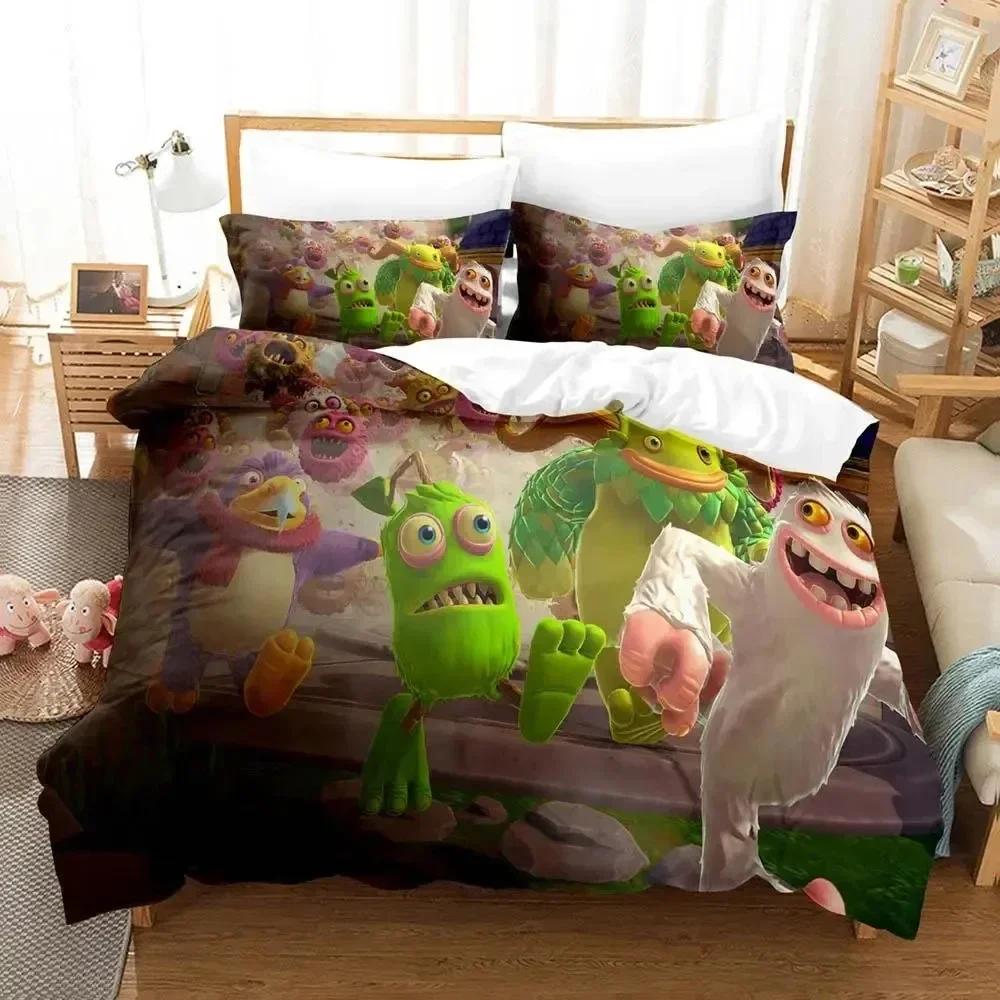 Game My Singing Monsters Bedding Set Printed Bed Set With Pillowcase Duvet Cover Soft Queen King Size Bedclothes Home Boys Adult