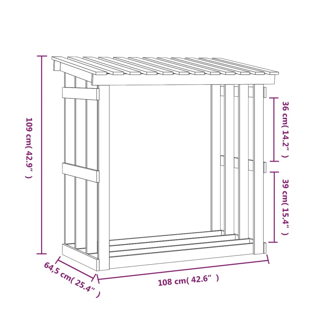 Fireplace Log Storage Rack 108 x 64.5 x 109 cm Solid Pine Wood