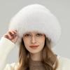 Шляпа-ушанка из меха норки Женская зимняя Корейская версия Теплая с защитой ушей Меховая шляпа с широким краем из лисьего меха Шляпа-ведро