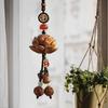 Wooden Pendant Car Ornament with Lanyard Easy To Hang Retro Engraved Lotus Car Pendant Rearview Mirror Decoration