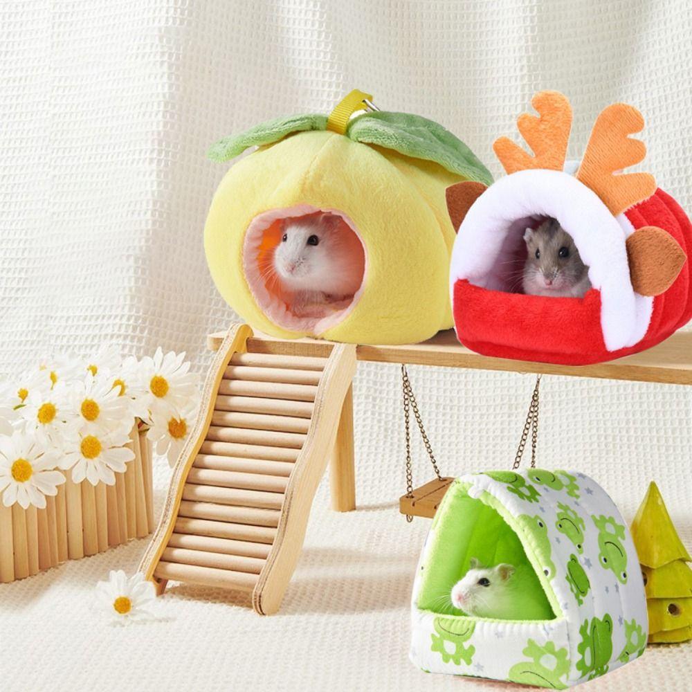 Cartoon Hanging Hamster Hammock Fruit Shape Hamster Cotton House Guinea Pig Nest Winter