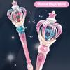 Electric Light-Up Princess Wand Kids Girls Illuminating Rotate Fairy Wand with Music Gradient Color Heart Colorful Light Wand Birthday Party Favors