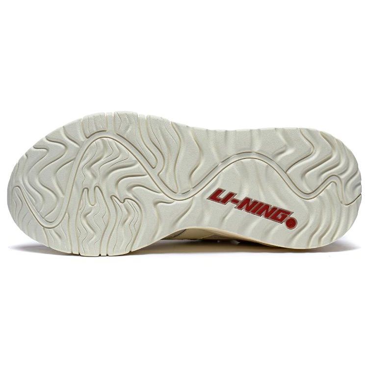 Li Ning 001 Mountain And Sea Fabric Non-Slip Wear-Resistant Low-Top Sports Casual Shoes Women Sneakers Off-White Cream AZGT008-2