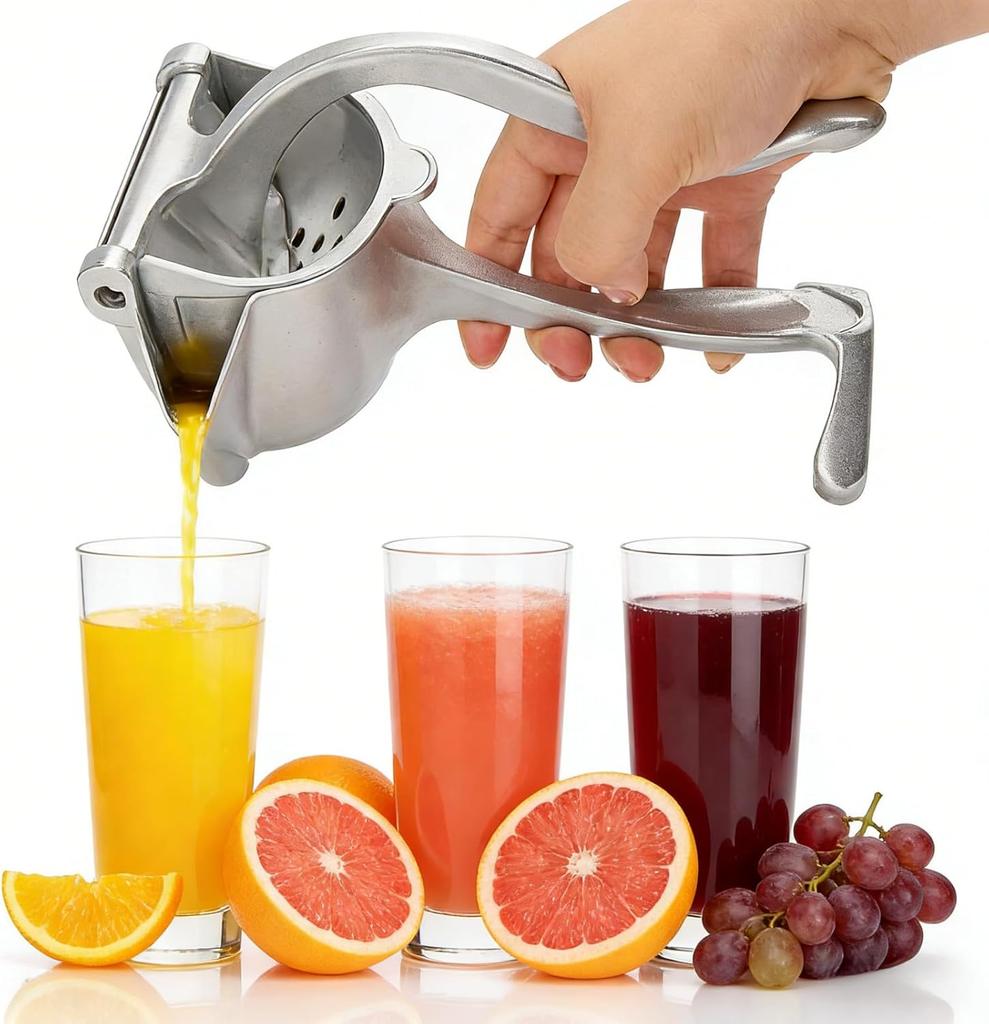 Aluminum Alloy Manual Hand Press Juicer & Lemon Squeezer for Citrus, Orange, Lime - Ergonomic Grip,
