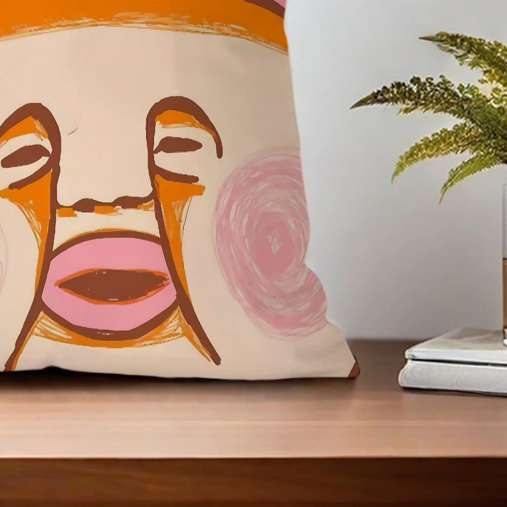 Cartoon K-Kobito Zukan Peach Cute Funny For Bedroom Car Coffee Shop Room Soft and Living Room Sofa Decorative Pillow Cover Case
