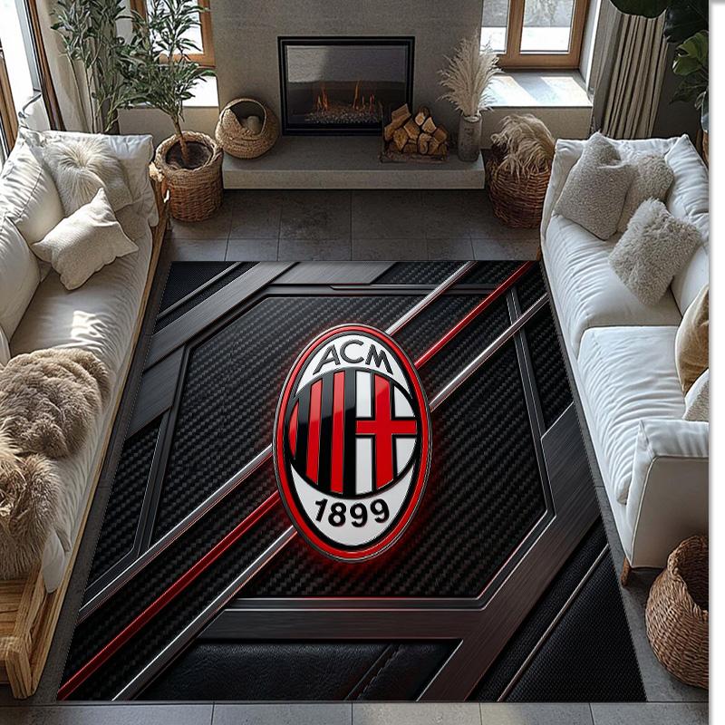 Фланелевый ковер с принтом AC Milan, нескользящий, мягкий, из полиэстера, для пола, декоративный коврик для спальни, гостиной, дивана, игровой комнаты, домашний декор