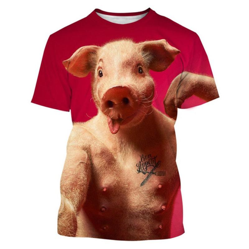 Летняя забавная футболка с 3d принтом свиньи, мужские футболки, топы большого размера с короткими рукавами, модная повседневная одежда, уличная одежда