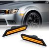 D-Lumina Боковые габаритные огни Chevy Camaro Дымчатая линза для Camaro 2010 2011 2012 2013 2014 2015, Желтый габаритный огонь переднего бампера Тонированный боковой отражатель,