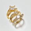 3Pcs/Set Finger Bands Shining Geometric Electroplating Western Style Hypoallergenic Decorate Jewelry Artificial Diamond Zircon Party Rings for Party