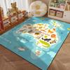 Мультяшная карта пяти континентов с принтом животных, ковер для гостиной, спальни, дивана, придверный коврик, декор, детский комнатный ковер для подарков