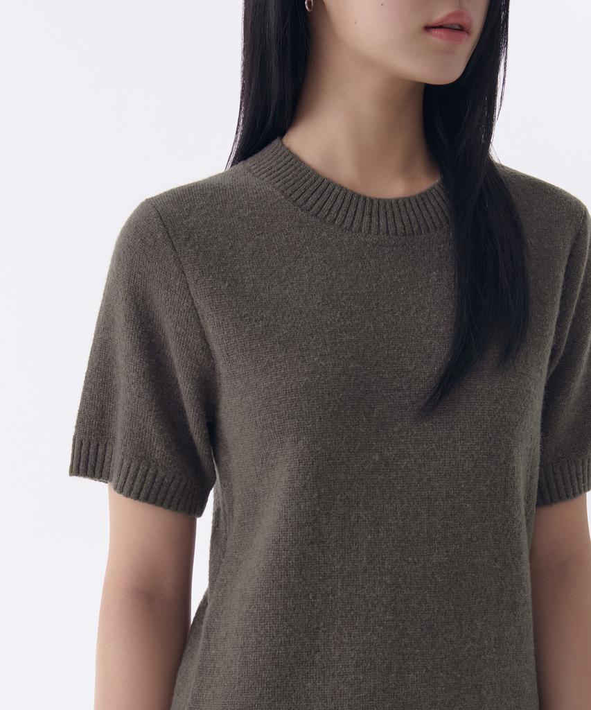 Musinsa Standard Woman Women'S Crew Neck Knit Mini Dress [Khaki Brown]