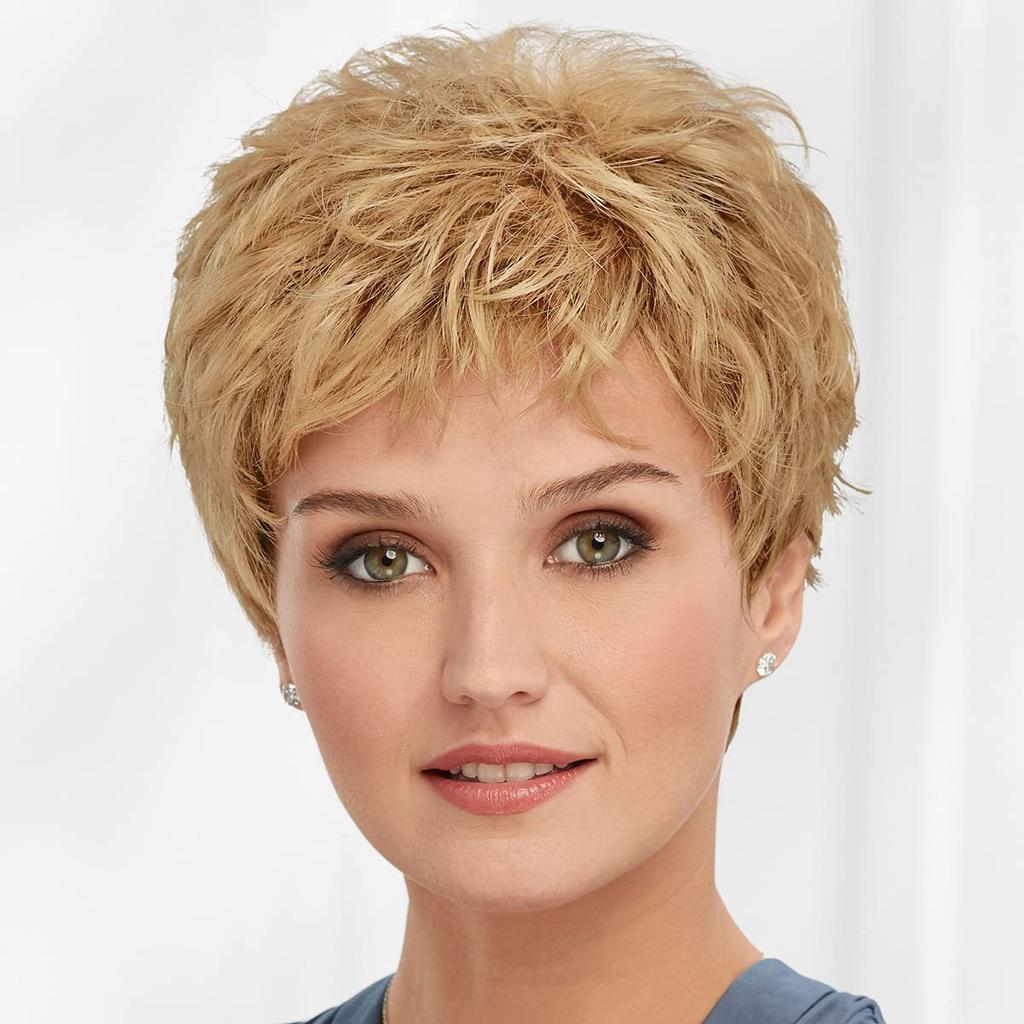 Короткие Натуральные Пушистые Светлые Парики Мягкие Волосы Ежедневный Косплей Серебристо-Серый Золотисто-Коричневый Кудрявые Синтетические Волосы Термостойкое Волокно