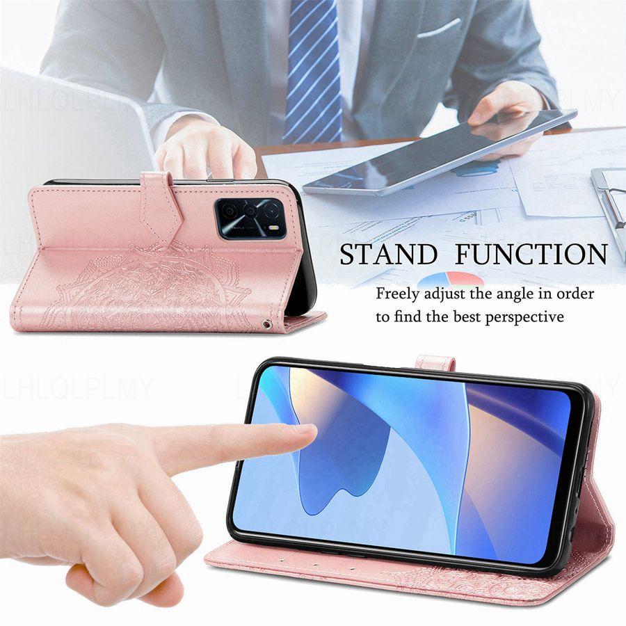 Чехол-книжка из кожи Foral Book для Vivo V25E V23E V21E Y22S Y21S Y20S Y53S Y33S Y11S Y19S Realme C25S OPPO A53S A54S A15S A57S A16S Мягкий чехол