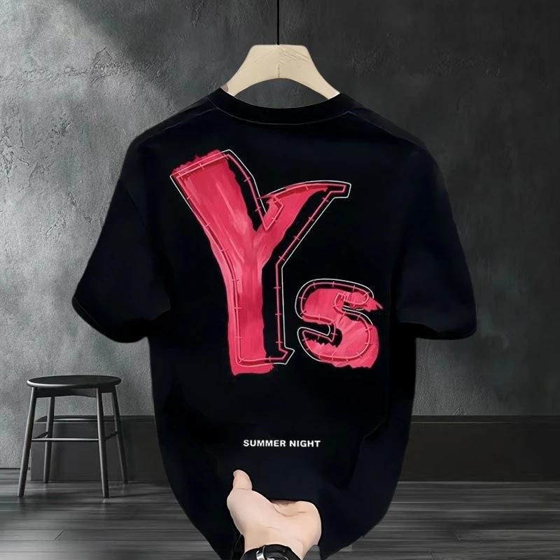 Mens American High Street Casual Loose Crew Neck Short Sleeve Printed T Shirt