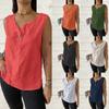 Summer Loose Vest Shirt for Women V-neck Cotton Linen Button Up Top for Women Shirt