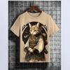 Летний топ с круглым вырезом и принтом 3D Warrior Cat, модные повседневные футболки с короткими рукавами для мужчин