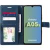 Case for Samsung Galaxy A05s - BOOLING - Semi-rigid - Synthetic Leather - Flap - Navy Blue with 2 Tempered Glasses