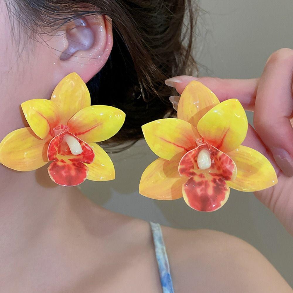 Epoxy Resin Flower Stud Earrings Beach Jewelry Vacation Style Earrings Wedding