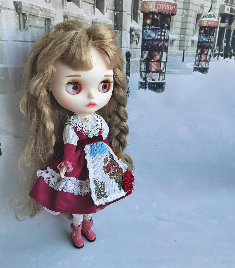 Одежда для кукол Blythe: костюм Красной Шапочки для кукол Obitsu 24, совместимая с Azone. (для кукол 16-18 см)