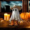 Halloween Ghost Ornaments Ghost Cowboy with Boots Ghost Sculpture Statue Table Ornament for Tabletop Halloween Decor Ghost Decor