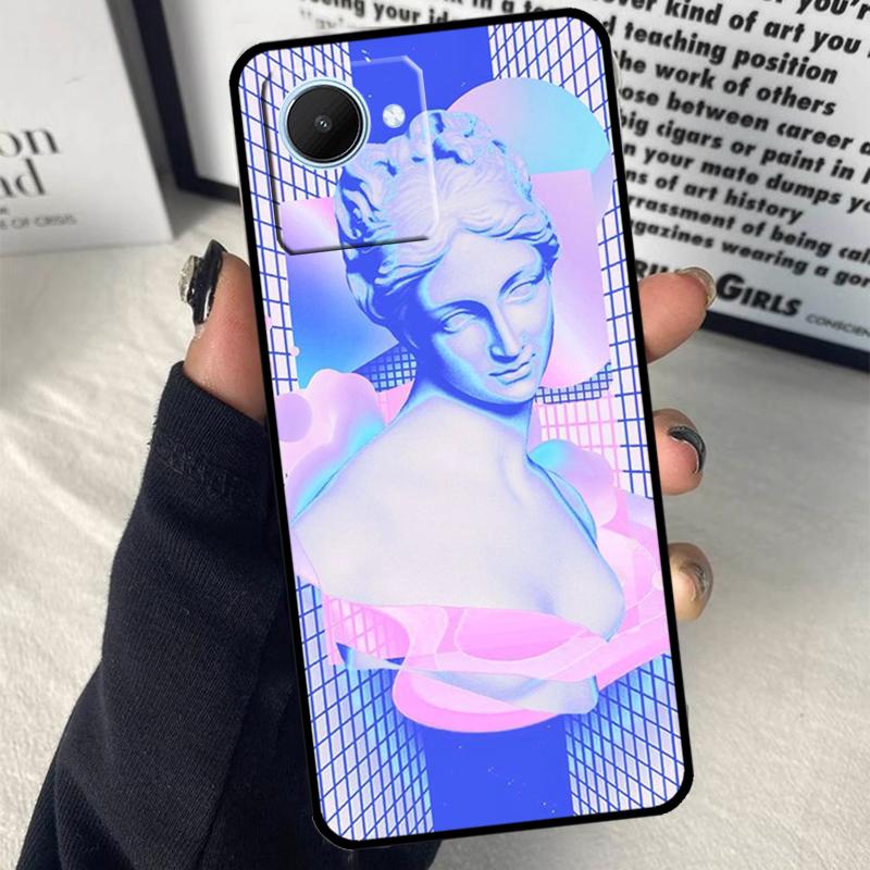 Ретро-кибер статуэтка «Великая волна» для Realme C75 C55 C71 C61 C53 C33 C63 C51 C65 C67 11 12 13 14 15 Pro Plus GT6 GT7 Pro Чехол