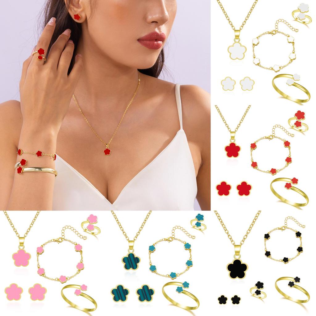 Floral Petals Jewelry Set For Women With Alloy And Plate Material Perfect For Gift Occasions