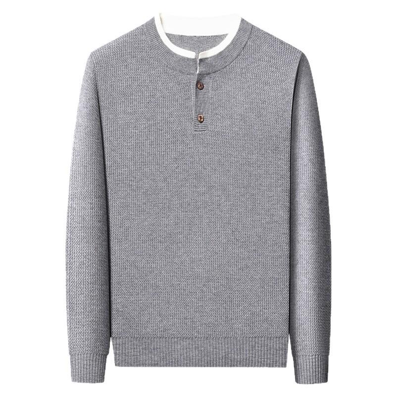 Men's Fashionable Thick Knit Sweater - 2025 Autumn/Winter Two-Piece Look, Round Neck, Youth Style.