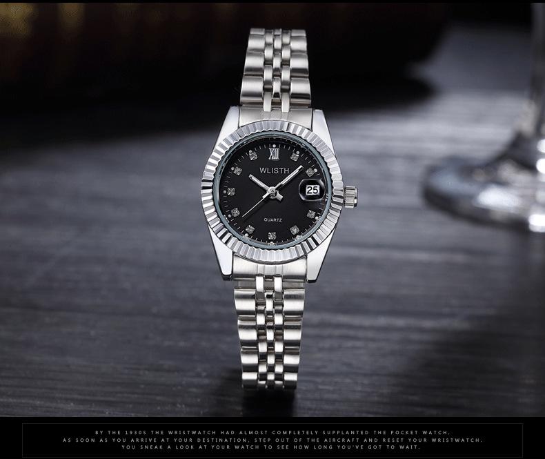 WLISTH Luxury Gold Watch Lady Men Lover Stainless Steel Quartz Waterproof Male Wristwatches for Men Analog Auto Date Clcok