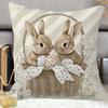 2D Flat Printed Floral Cushion Cover Peach Skin Faux Embroidery Pillowcase For Sofa Living Room Home Decor Spring Throw Pillow
