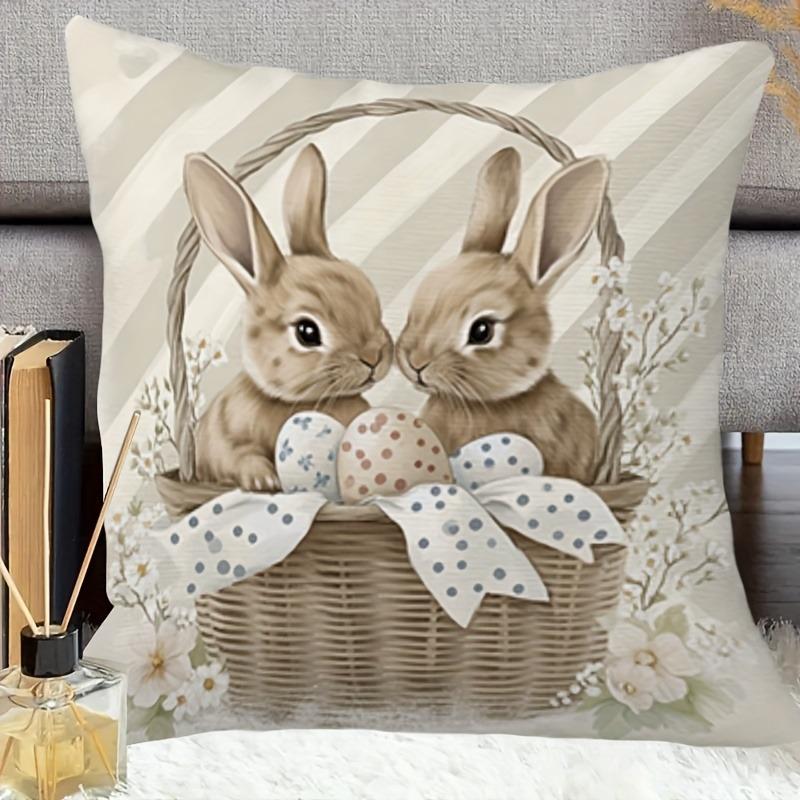 2D Flat Printed Floral Cushion Cover Peach Skin Faux Embroidery Pillowcase For Sofa Living Room Home Decor Spring Throw Pillow