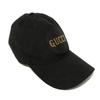Used 9539 Logo Baseball Cap 576253 4HG53 1060 7919 Double G Gold Foil Embossed XL 23.6" GG Canvas Black Men's from