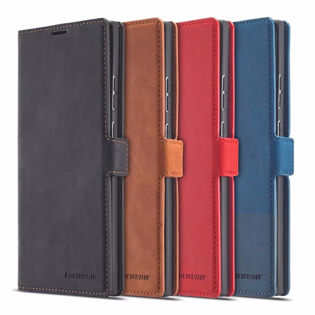 Leather Phone Case For Samsung S23 FE S22 Ultra S21 S20 Plus 5G Note 20 10 9 Magntic Flip Wallet for Galaxy S10 S9 S8 S7 Edge +