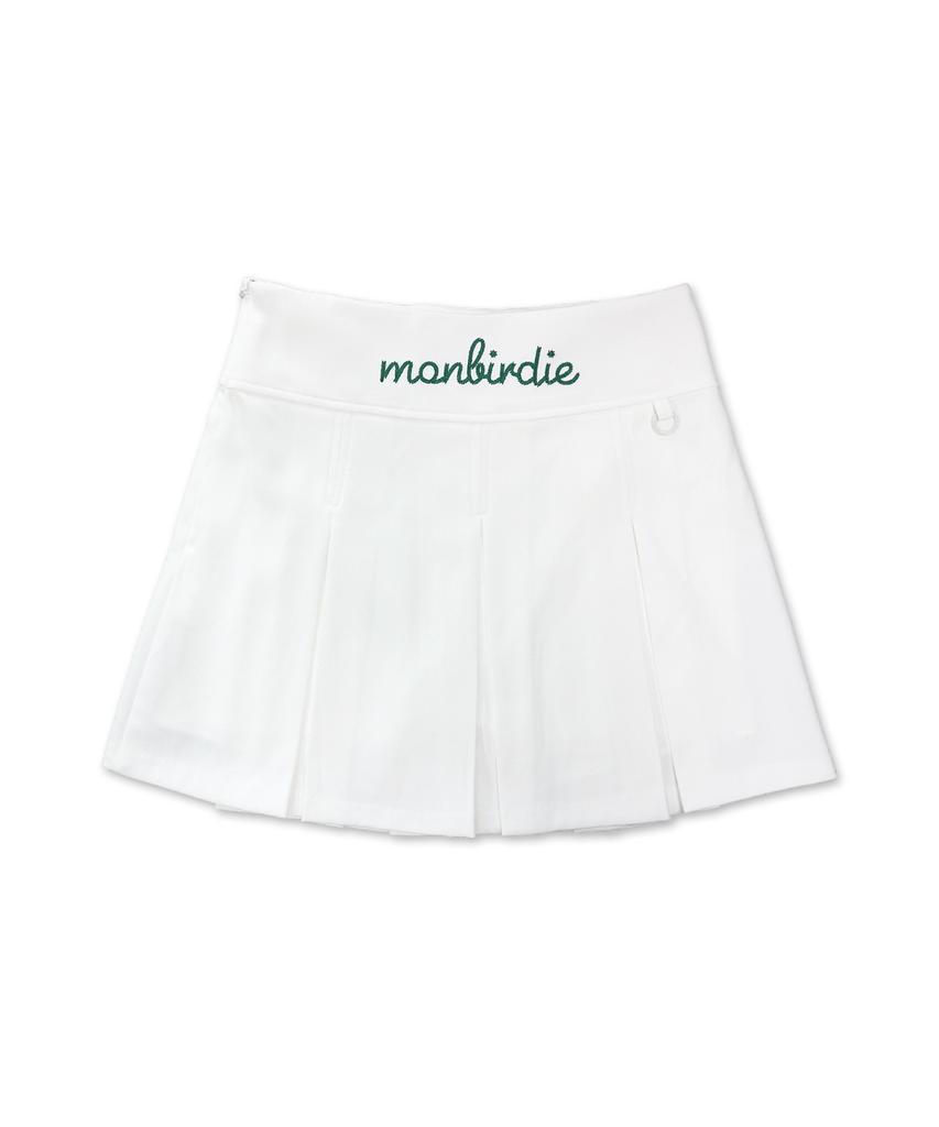 MONBIRDIE GOLF Мягкое прикосновение Теплые складки Мягкая вышивка с начесом Плиссированная юбка_Белый