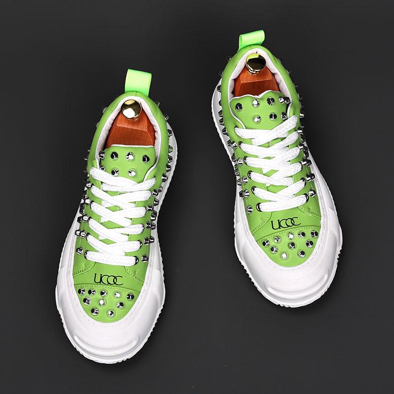 Роскошные дизайнерские мужские панк туфли на шнуровке с толстой подошвой и заклепками, повседневные слипоны, мокасины, мужские рок хип-хоп кроссовки для ходьбы