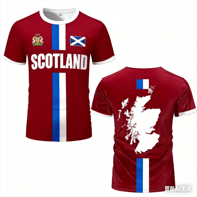 Fashion Scotland Flag Football Jersey 2026 Casual Maillot Football Mens Sports Jersey Loose O Neck  Breathable Tee Tops