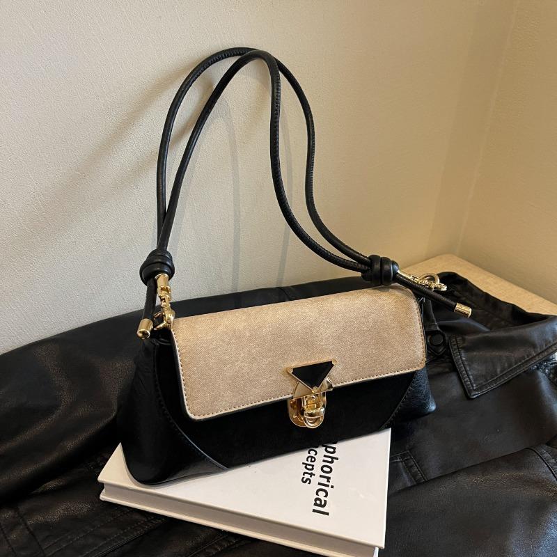 Новая осенне-зимняя ретро мода контрастного цвета маленькая квадратная сумка нишевая простая сумка через плечо для通勤