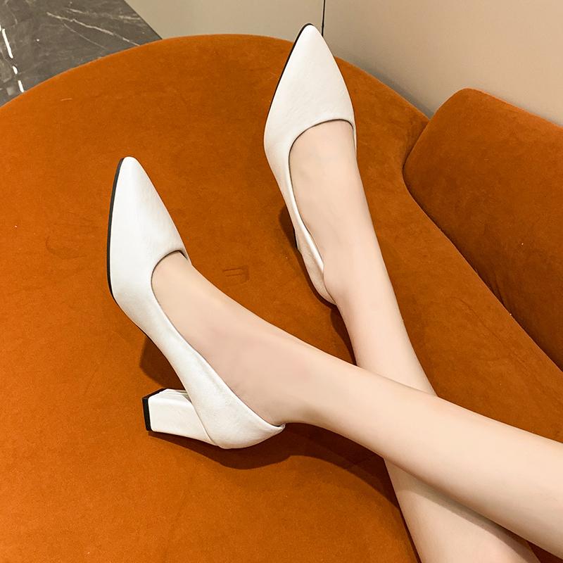 Модные туфли-лодочки из мягкой кожи и ткани на каблуке, туфли с острым носком, женские туфли без шнуровки на квадратном каблуке, женские офисные повседневные рабочие туфли