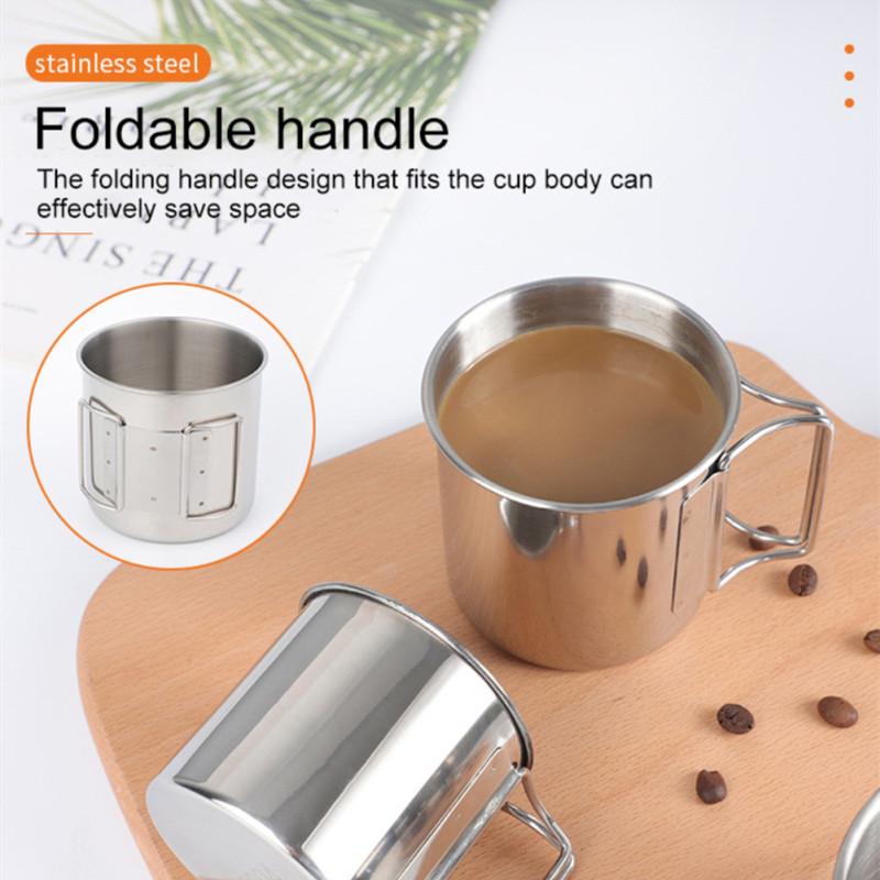 1/4pcs Stailess Steel Cup Portable Carabiner Cup Outdoor Folding Camping Cups Mug For Home Camping Hiking Outdoor Tableware