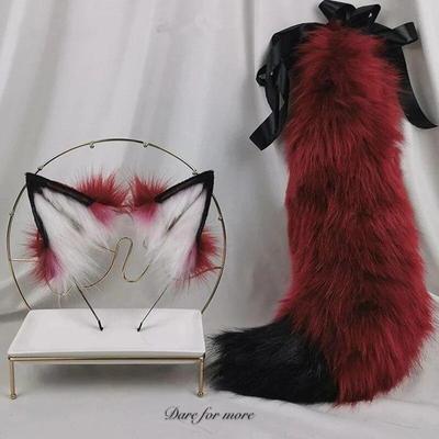 Новый Red Fox Anime Beast Ear Beast Tail Wolf Ear Cat Ear повязка на голову на заказ косплей Golden LOL Fox Ears плюшевые аксессуары для волос