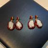 Серьги из турмалина с жемчугом барочной формы, инкрустированные красными чешскими бриллиантами, женские серьги, французский дизайн