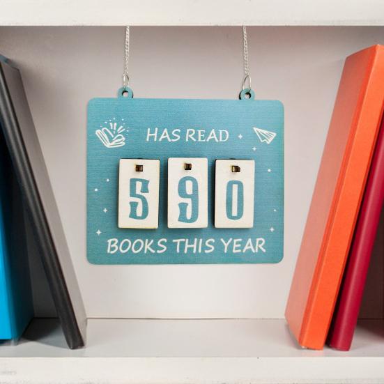 Hanging Book Read Tracker Handmade Wooden Book Counter Has Read Book This Year Bookshelf Hanging Sign Book Lovers Gift