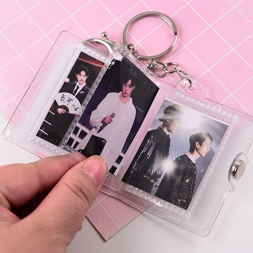 Pocket Pictures Storage Card Bag Photo Album Keychain Card Book Keyring Collection Card Holder