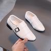 Boys Leather Shoes 2025 Spring Autumn Kids Performance Mary Janes Shoes for Party Wedding Shows Solid Black Slip-on Shoes