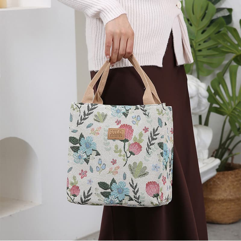 Винтажная холщовая сумка-тоут большой вместимости с цветочным узором