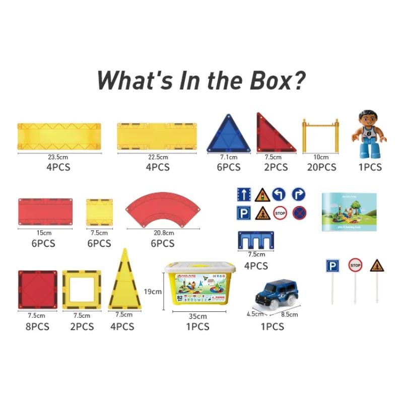 Магнитные плитки, строительные блоки с машинками, 3D прозрачный конструктор, обучающая сенсорная игрушка, магнитные игрушки для детей в возрасте 3, 4, 5, 6, 7, 8 лет