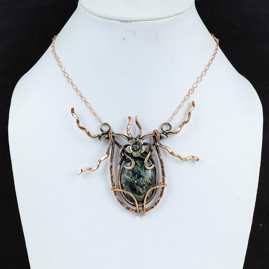 Кианит Ожерелье Ожерелье, обернутое медной проволокой Регулируемое ожерелье Медные украшения ручной работы Ожерелье с драгоценными камнями Дизайнерские украшения Подарок на помолвку