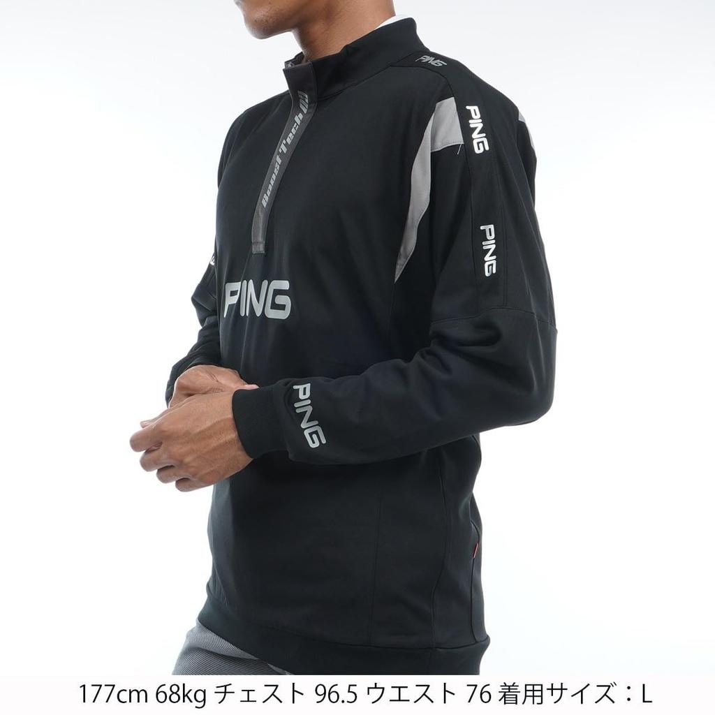 Ping Apparel Men's Long Sleeve High Neck Shirt (AddElm Series) (ADD.03 Technology) / Golf Undershirt / 621-3269807 010_Black, Size LL